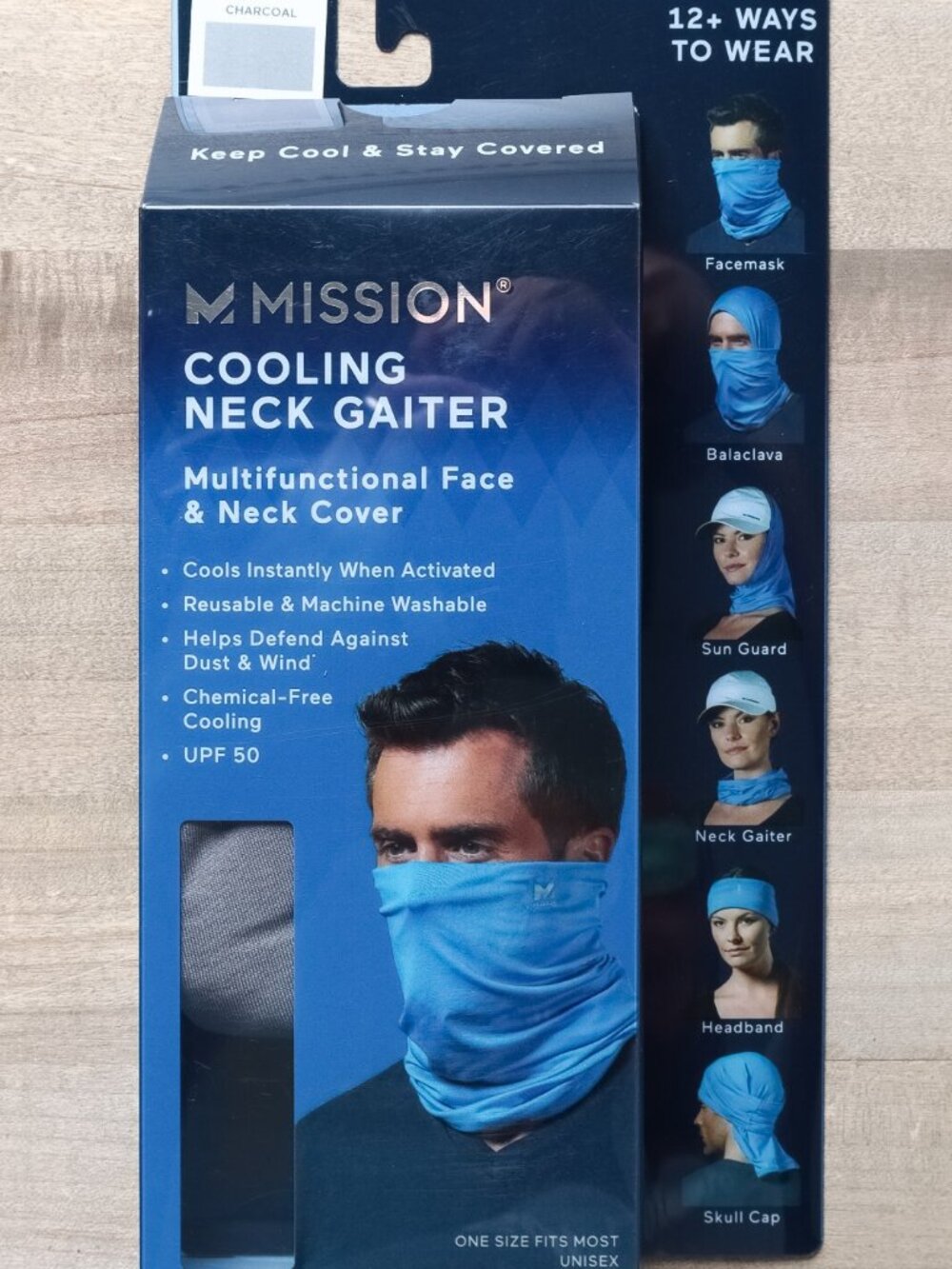 Mission Washable Cooling Neck Gaiter Black Multifunctional 10" x 21" 108008